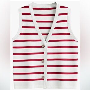 LILLUSORY Women's Striped Sweater Vest, Small New